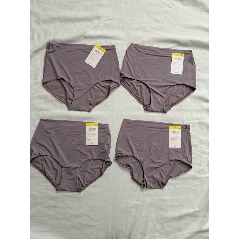NEW Warners Smooth It Over Soft Pinch-Free Waistband Hi-cut Panty Medium 4  Pair